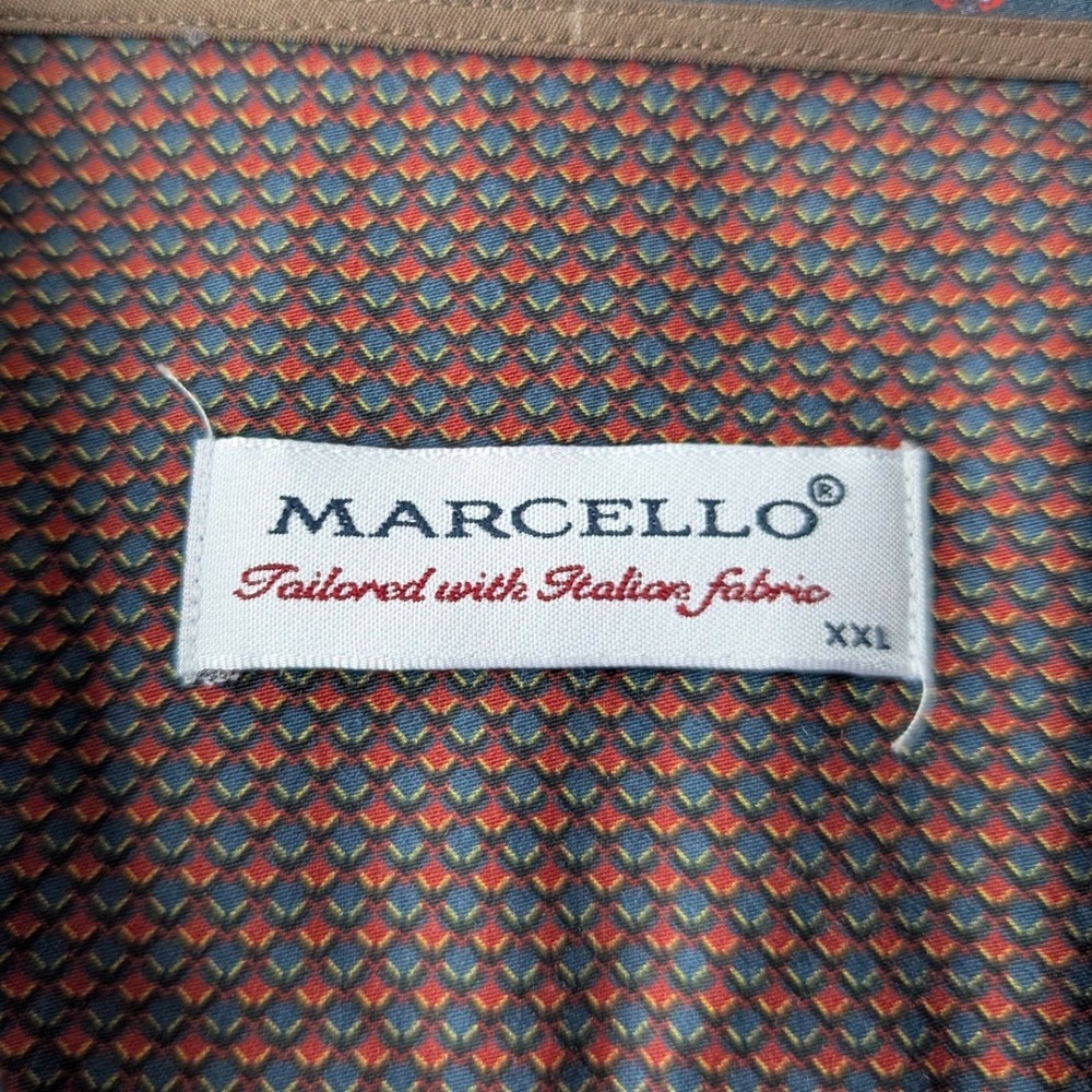 MARCELLO‎ Tailored Italian Fabric Mens Geometric Pattern Dress Shirt XXL - Picture 3 of 10